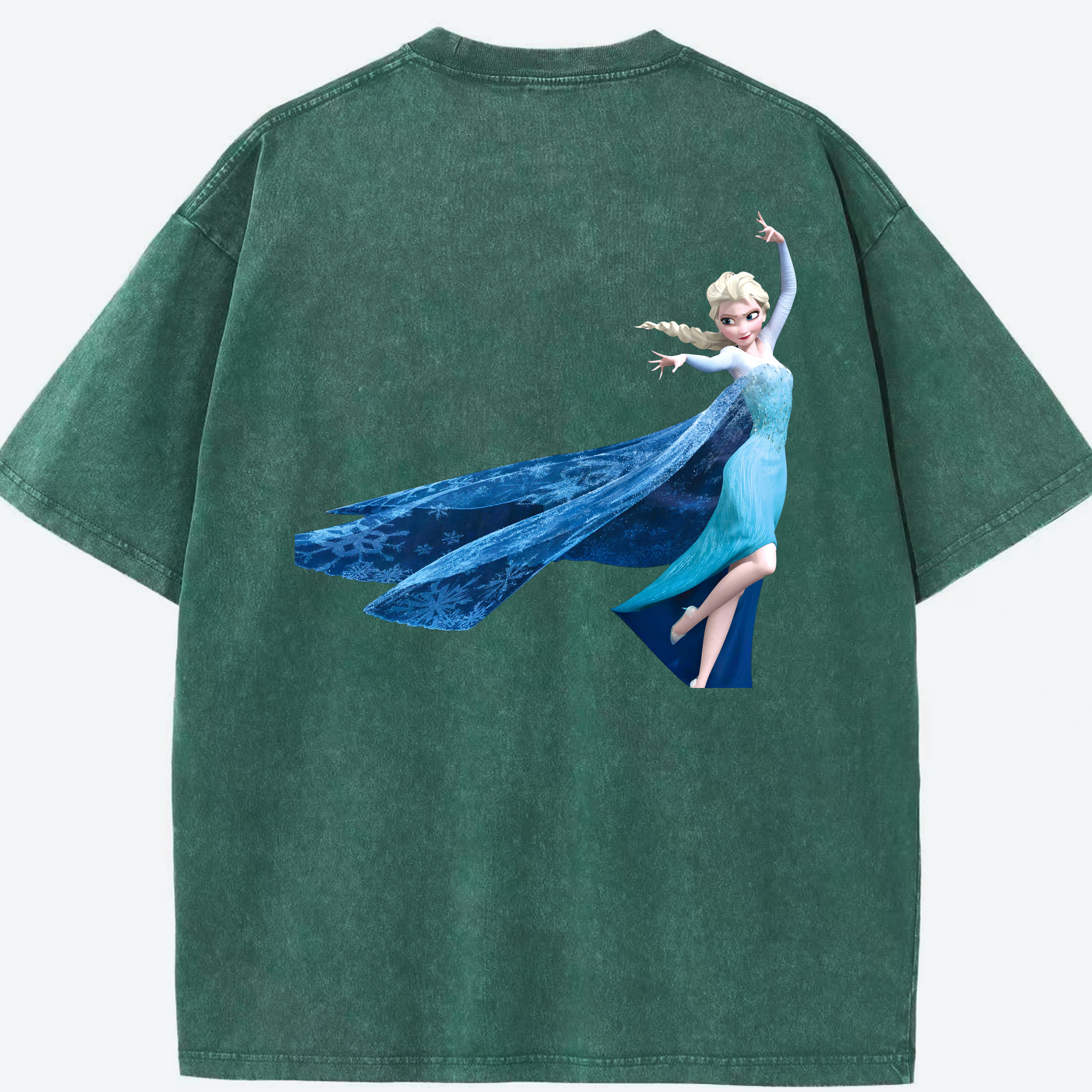 （画像用） アナと雪の女王 アンナ エルサ Frozen Anna Elsa 綿100% ヴィンテージ風 半袖Tシャツ（背面プリント）